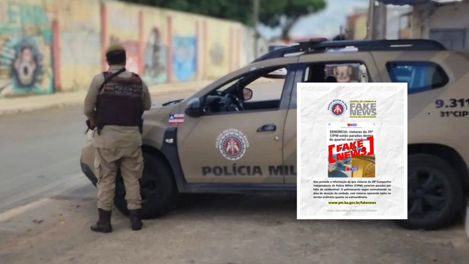 Capa: FAKE NEWS! Polícia afirma que não existem viaturas paradas por falta de combustível
