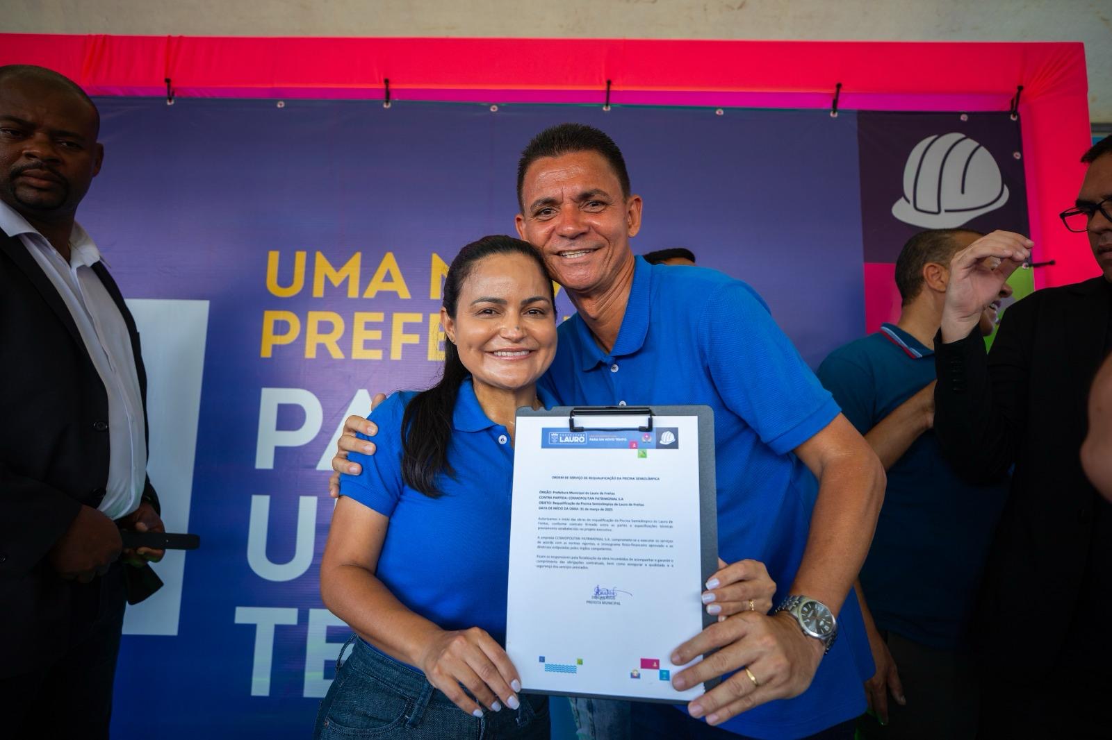 Capa: LAURO: Prefeita dá ordem de serviço para requalificação de piscina e obras iniciam imediatamente